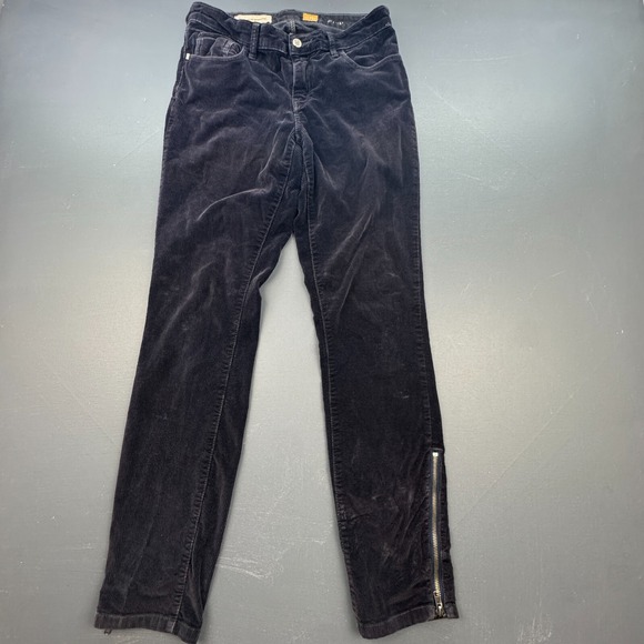 Pilcro Stet Anthropologie Corduroy Pants Women's 29 Black Zip Ankle Slim Fit - Picture 1 of 12